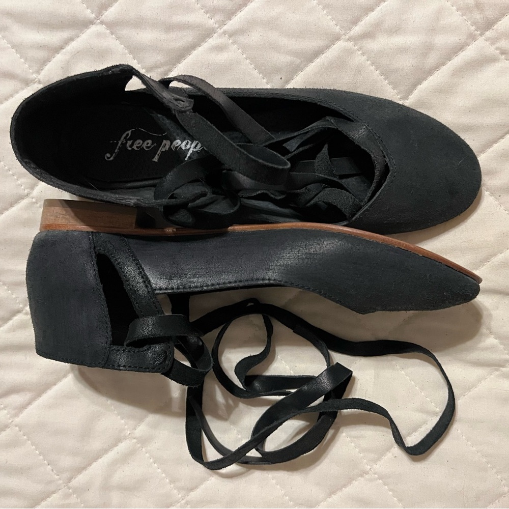 Free People flat with lace up leg strap